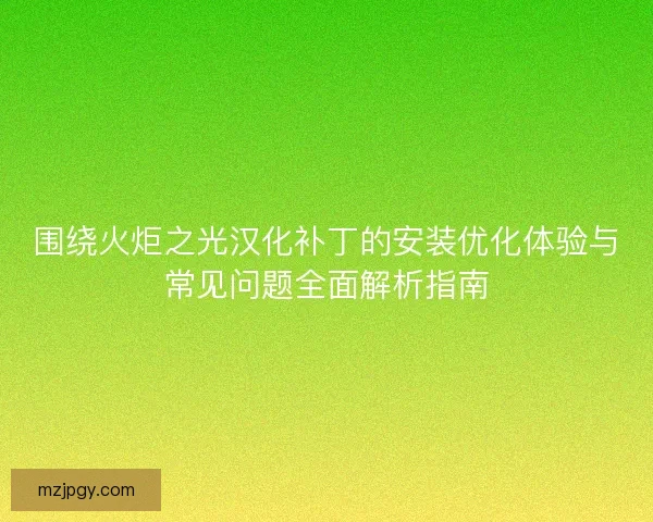 围绕火炬之光汉化补丁的安装优化体验与常见问题全面解析指南