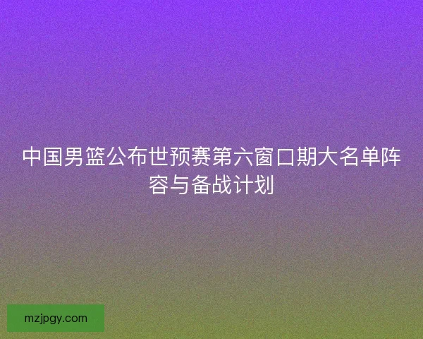 中国男篮公布世预赛第六窗口期大名单阵容与备战计划