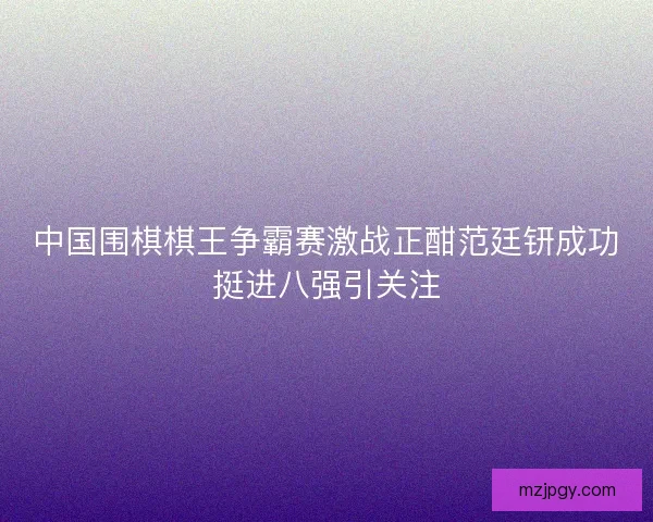 中国围棋棋王争霸赛激战正酣范廷钘成功挺进八强引关注